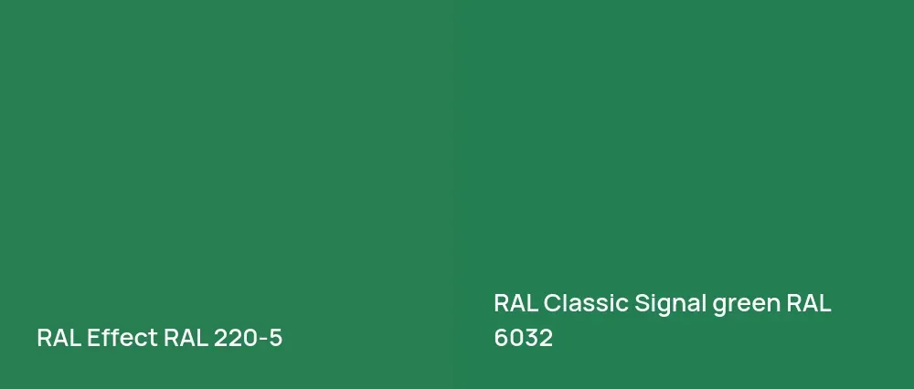 RAL Effect  RAL 220-5 vs RAL Classic  Signal green RAL 6032
