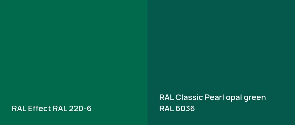 RAL Effect  RAL 220-6 vs RAL Classic  Pearl opal green RAL 6036