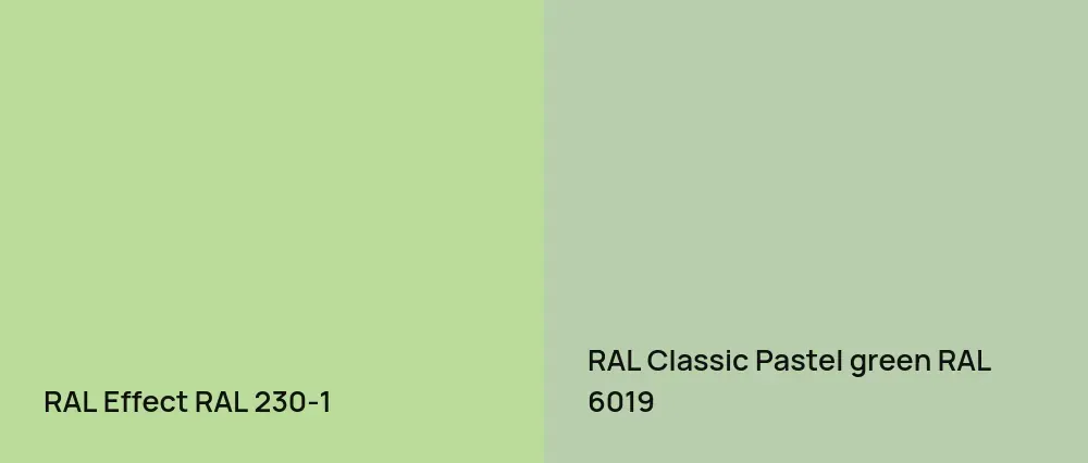 RAL Effect  RAL 230-1 vs RAL Classic  Pastel green RAL 6019