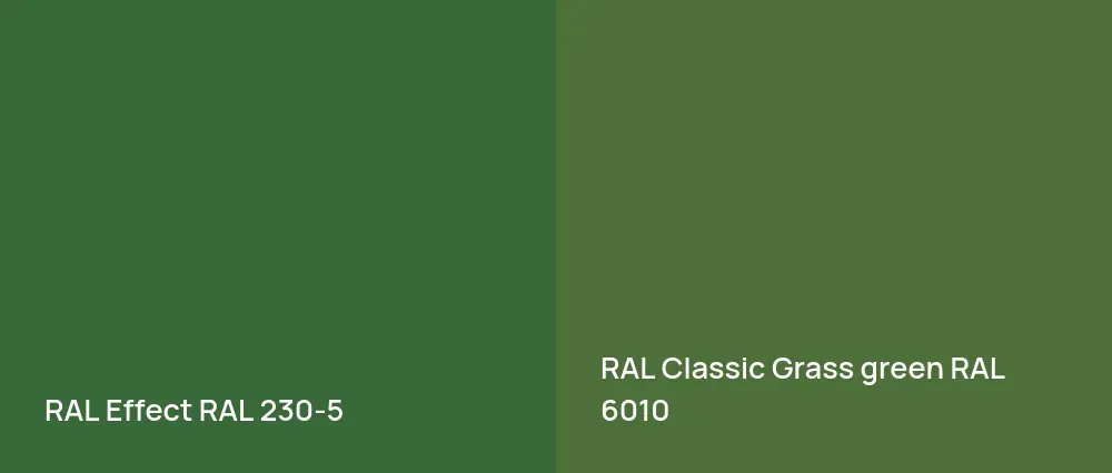 RAL Effect  RAL 230-5 vs RAL Classic  Grass green RAL 6010