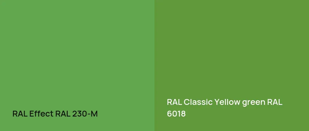 RAL Effect  RAL 230-M vs RAL Classic  Yellow green RAL 6018