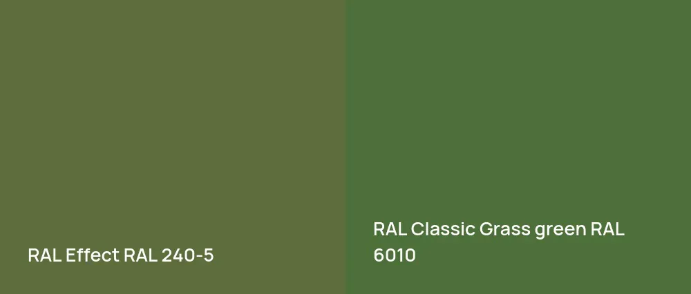 RAL Effect  RAL 240-5 vs RAL Classic  Grass green RAL 6010