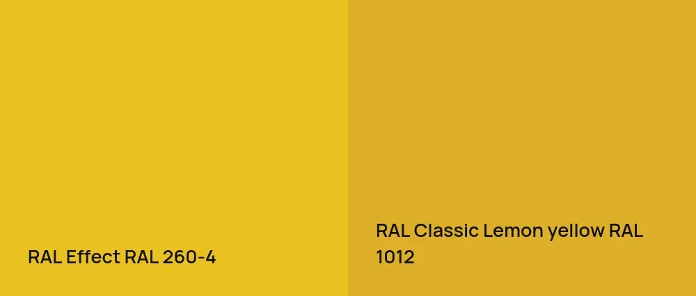 RAL Effect  RAL 260-4 vs RAL Classic  Lemon yellow RAL 1012