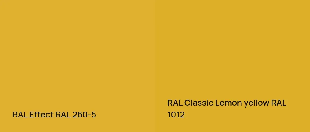 RAL Effect  RAL 260-5 vs RAL Classic  Lemon yellow RAL 1012