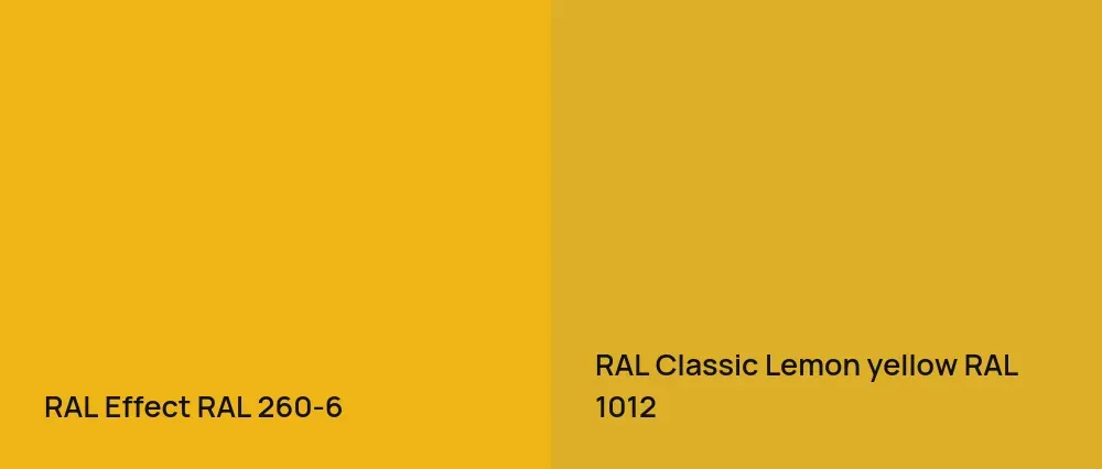 RAL Effect  RAL 260-6 vs RAL Classic  Lemon yellow RAL 1012