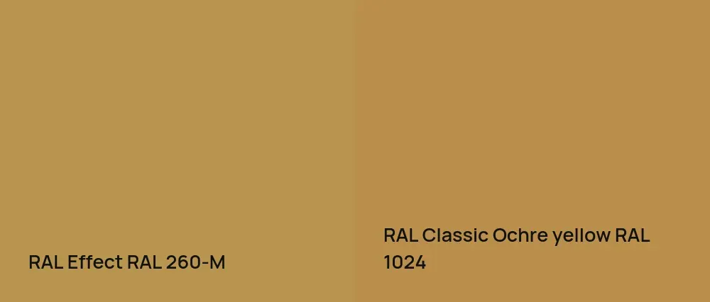 RAL Effect  RAL 260-M vs RAL Classic  Ochre yellow RAL 1024