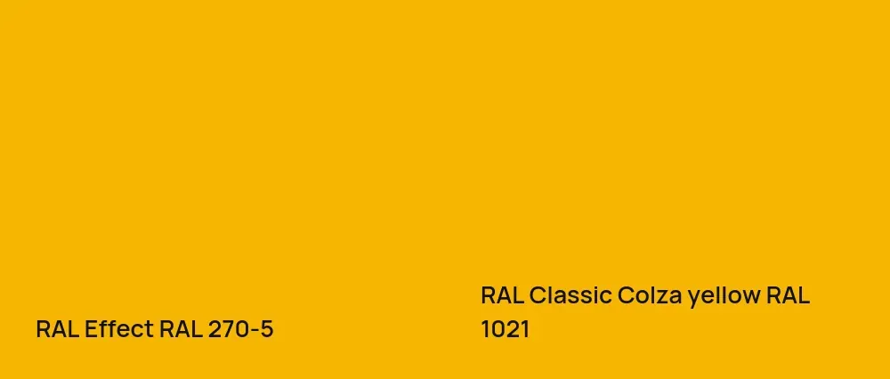 RAL Effect  RAL 270-5 vs RAL Classic  Colza yellow RAL 1021