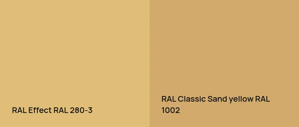 RAL Effect  RAL 280-3 vs RAL Classic  Sand yellow RAL 1002