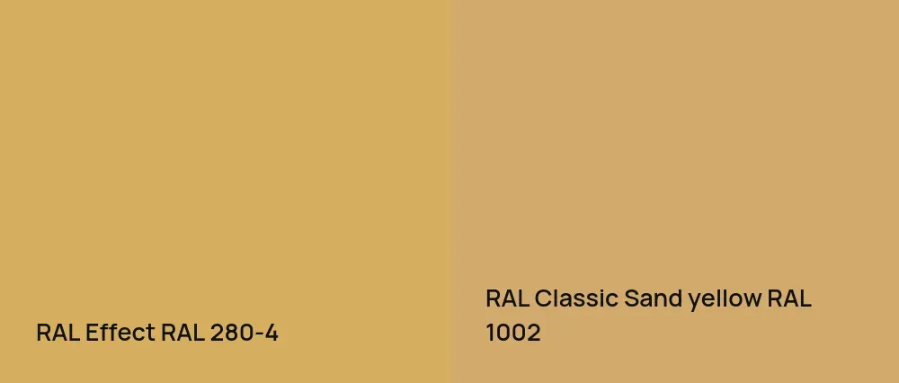 RAL Effect  RAL 280-4 vs RAL Classic  Sand yellow RAL 1002