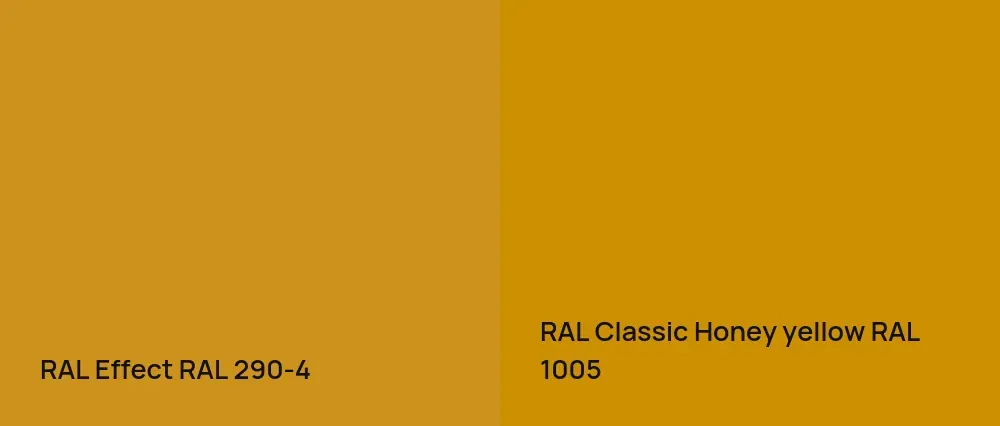 RAL Effect  RAL 290-4 vs RAL Classic  Honey yellow RAL 1005