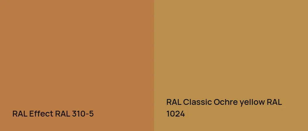 RAL Effect  RAL 310-5 vs RAL Classic  Ochre yellow RAL 1024