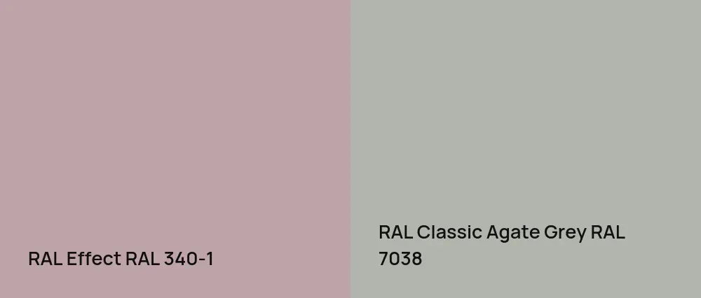 RAL Effect  RAL 340-1 vs RAL Classic Agate Grey RAL 7038