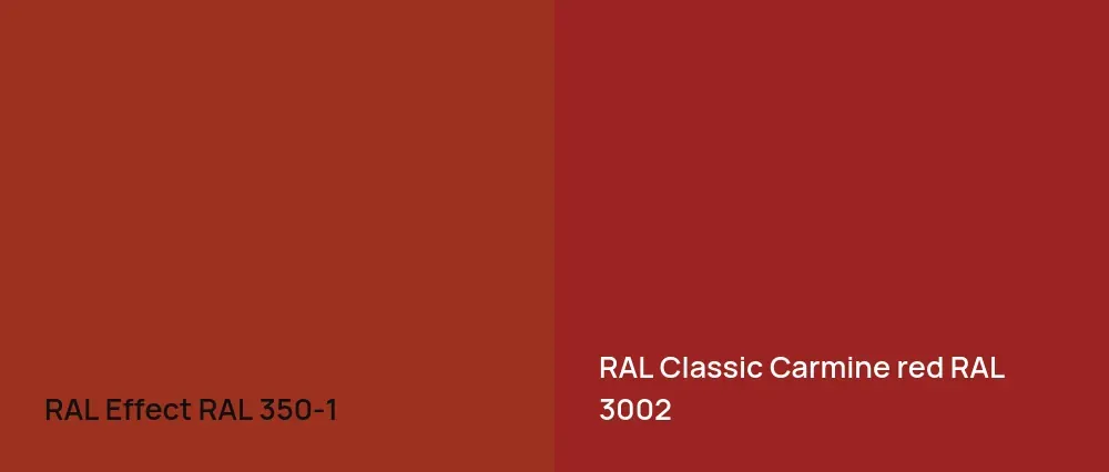 RAL Effect  RAL 350-1 vs RAL Classic  Carmine red RAL 3002