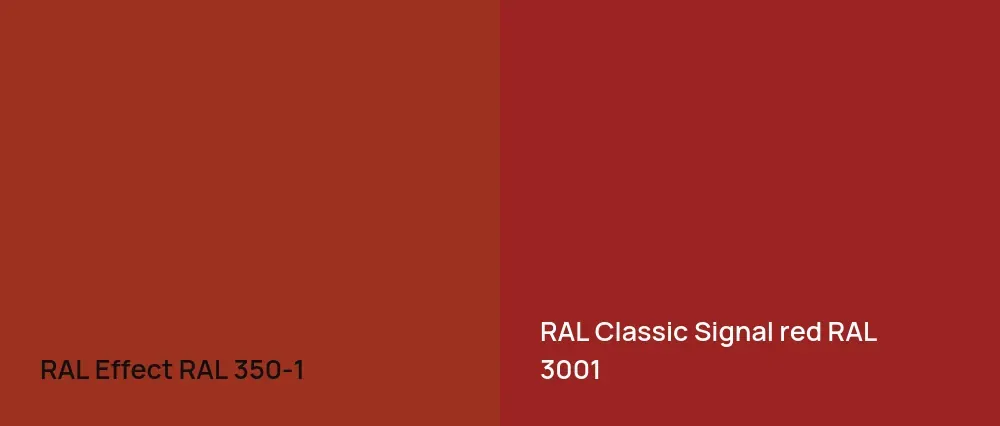 RAL Effect  RAL 350-1 vs RAL Classic  Signal red RAL 3001