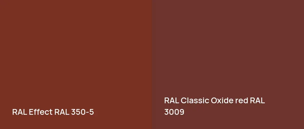 RAL Effect  RAL 350-5 vs RAL Classic  Oxide red RAL 3009
