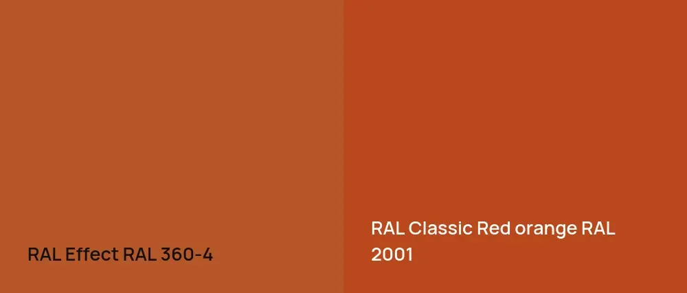 RAL Effect  RAL 360-4 vs RAL Classic  Red orange RAL 2001
