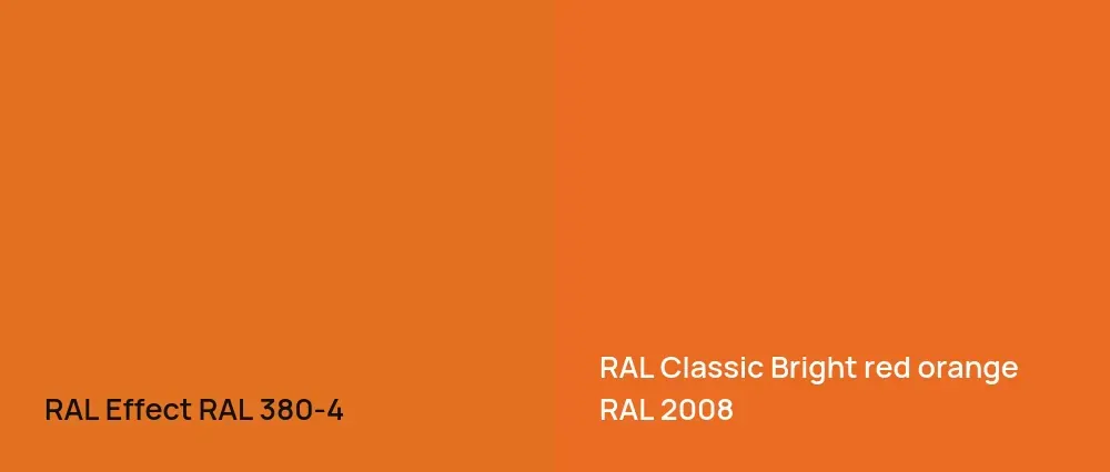 RAL Effect  RAL 380-4 vs RAL Classic  Bright red orange RAL 2008