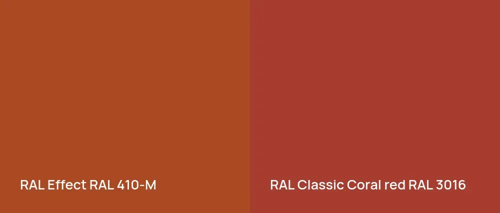RAL Effect  RAL 410-M vs RAL Classic  Coral red RAL 3016