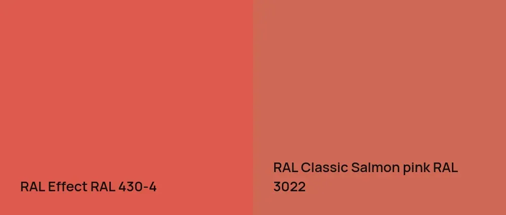 RAL Effect  RAL 430-4 vs RAL Classic Salmon pink RAL 3022