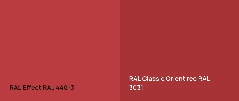 RAL Effect  RAL 440-3 vs RAL Classic  Orient red RAL 3031