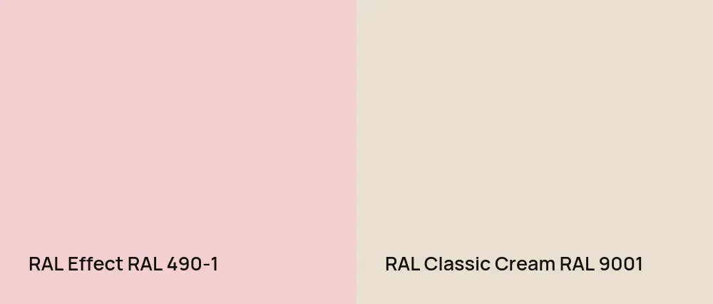 RAL Effect  RAL 490-1 vs RAL Classic  Cream RAL 9001