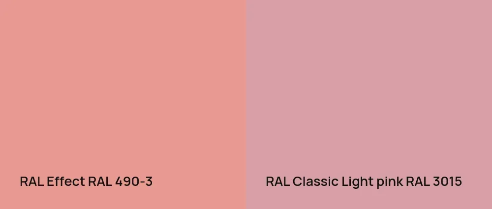 RAL Effect  RAL 490-3 vs RAL Classic  Light pink RAL 3015