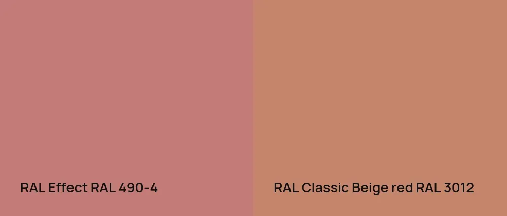 RAL Effect  RAL 490-4 vs RAL Classic  Beige red RAL 3012