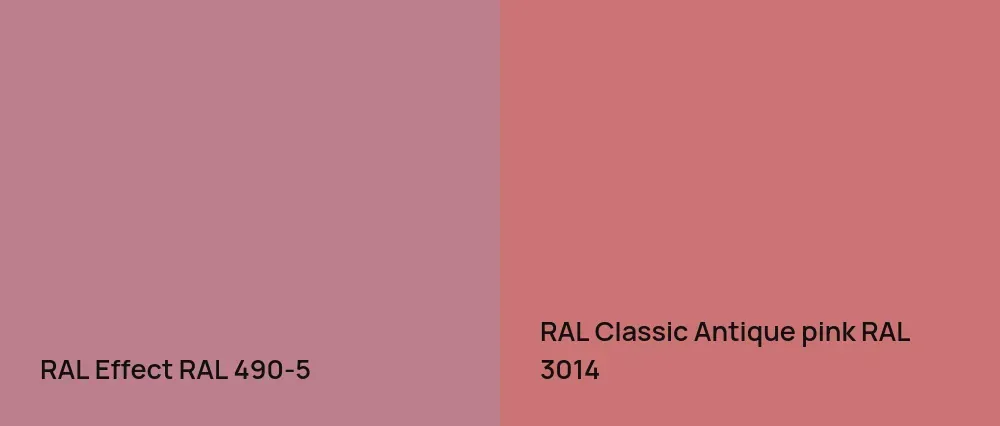 RAL Effect  RAL 490-5 vs RAL Classic Antique pink RAL 3014