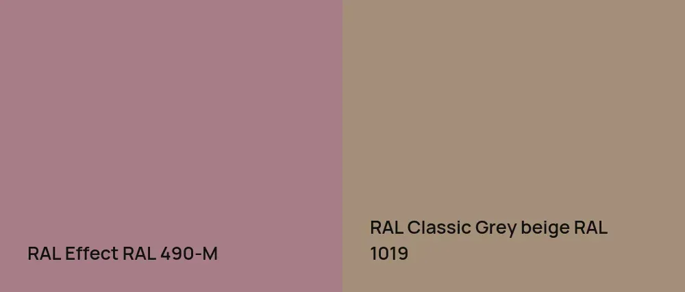 RAL Effect  RAL 490-M vs RAL Classic  Grey beige RAL 1019