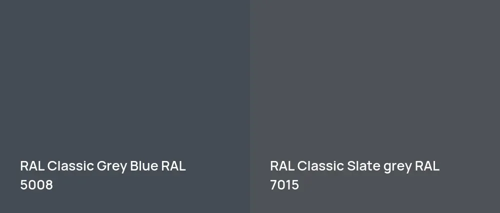 RAL Classic Grey Blue RAL 5008 vs RAL Classic  Slate grey RAL 7015