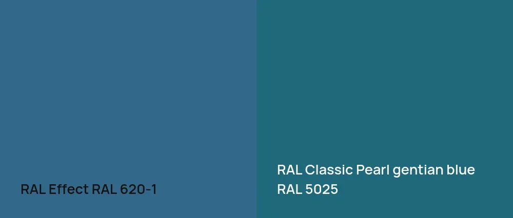 RAL Effect  RAL 620-1 vs RAL Classic  Pearl gentian blue RAL 5025