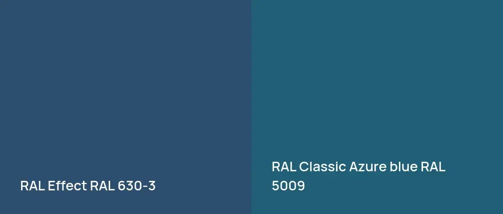 RAL Effect  RAL 630-3 vs RAL Classic  Azure blue RAL 5009