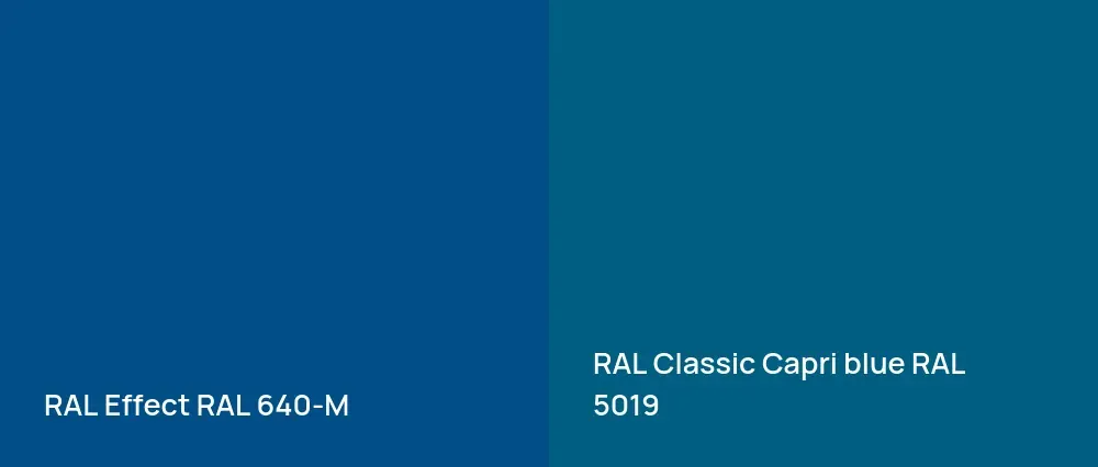 RAL Effect  RAL 640-M vs RAL Classic  Capri blue RAL 5019
