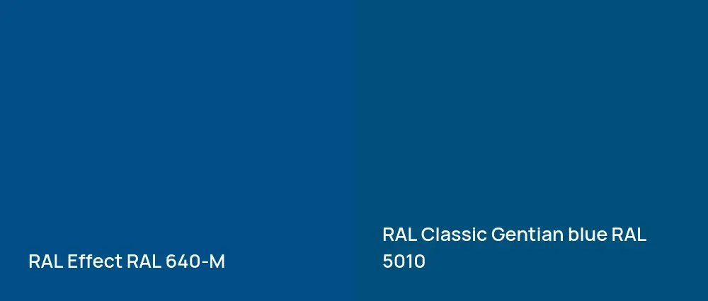 RAL Effect  RAL 640-M vs RAL Classic  Gentian blue RAL 5010
