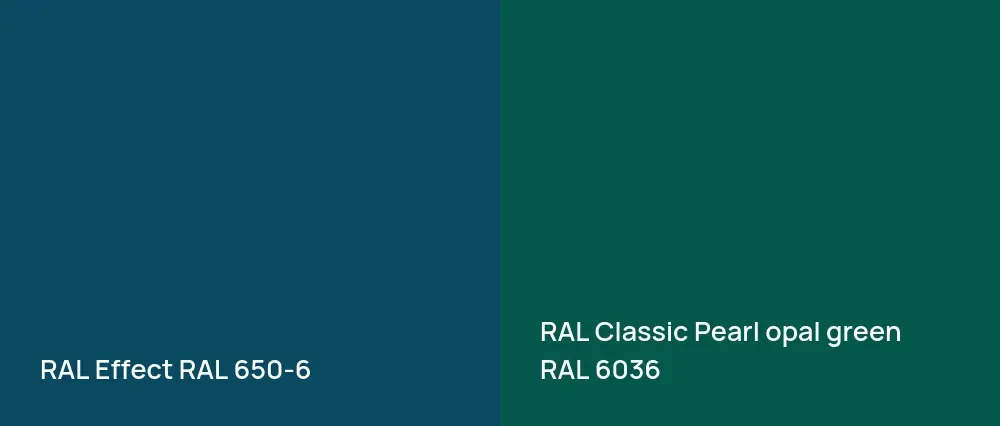 RAL Effect  RAL 650-6 vs RAL Classic  Pearl opal green RAL 6036