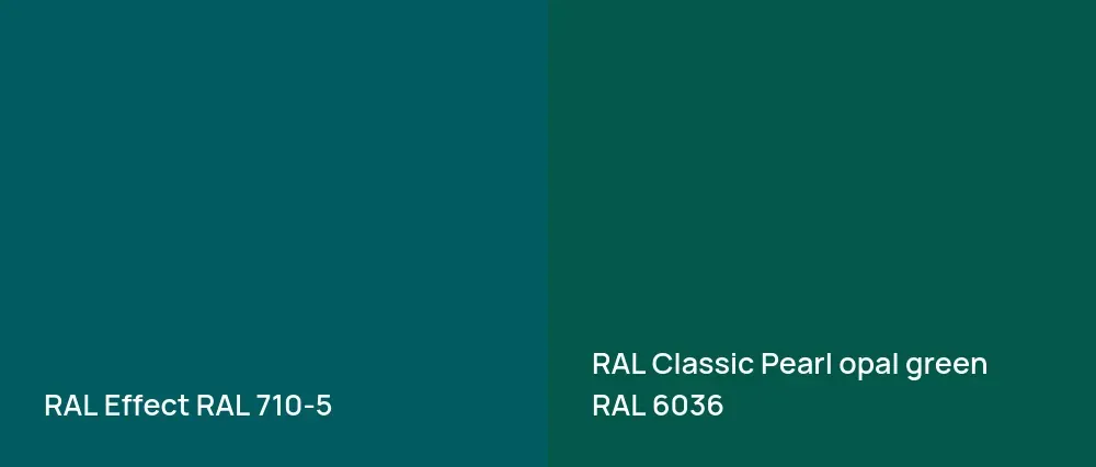 RAL Effect  RAL 710-5 vs RAL Classic  Pearl opal green RAL 6036