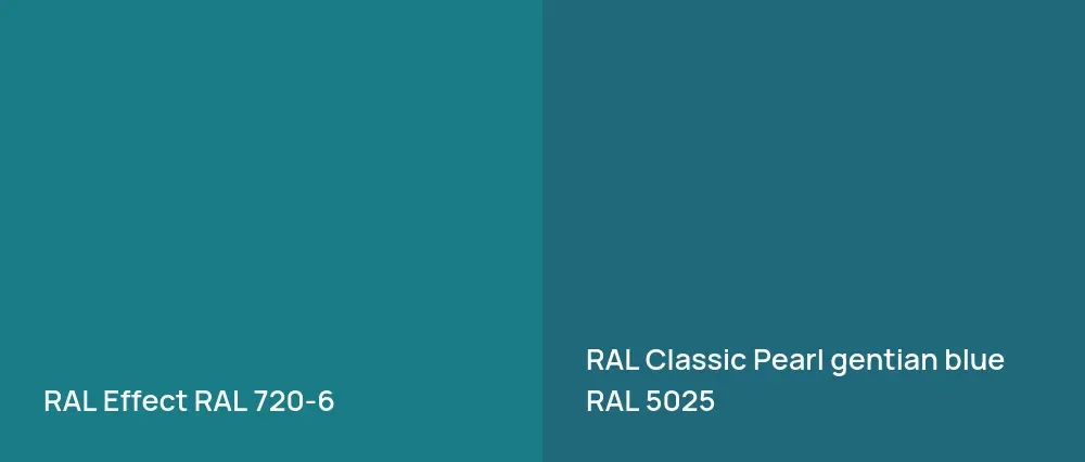 RAL Effect  RAL 720-6 vs RAL Classic  Pearl gentian blue RAL 5025