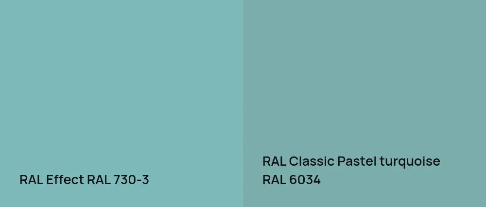 RAL Effect  RAL 730-3 vs RAL Classic  Pastel turquoise RAL 6034