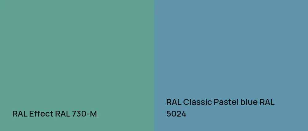 RAL Effect  RAL 730-M vs RAL Classic Pastel blue RAL 5024