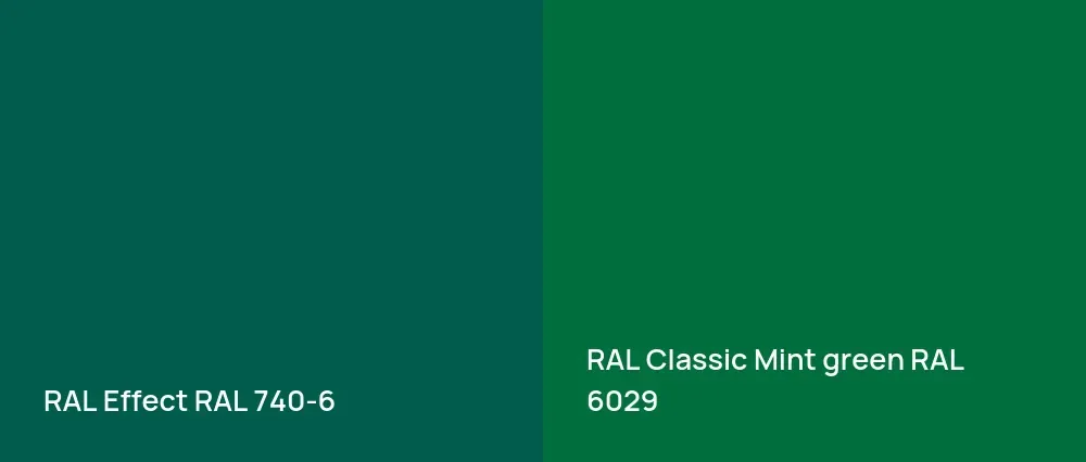 RAL Effect  RAL 740-6 vs RAL Classic  Mint green RAL 6029