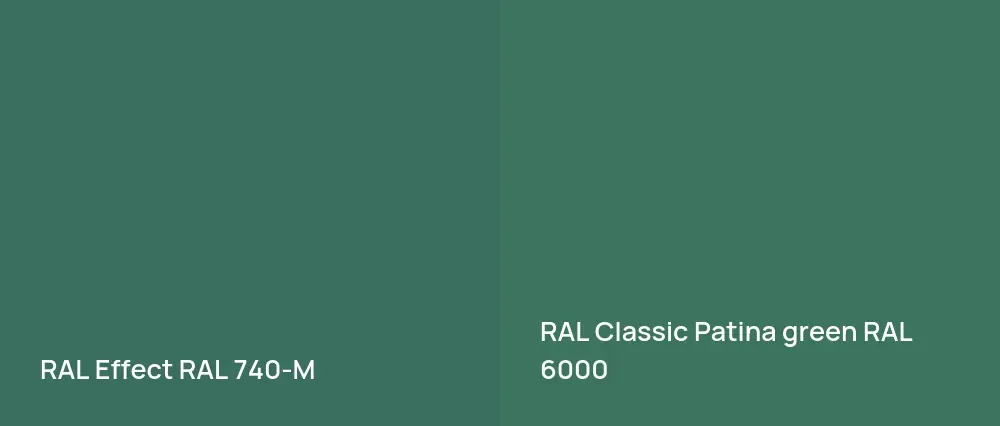 RAL Effect  RAL 740-M vs RAL Classic  Patina green RAL 6000