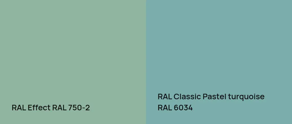 RAL Effect  RAL 750-2 vs RAL Classic  Pastel turquoise RAL 6034