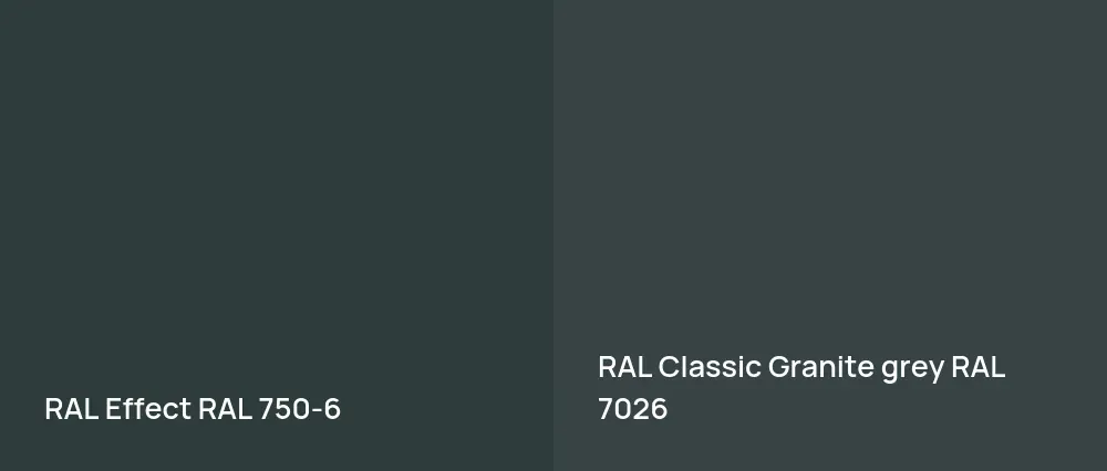 RAL Effect  RAL 750-6 vs RAL Classic  Granite grey RAL 7026