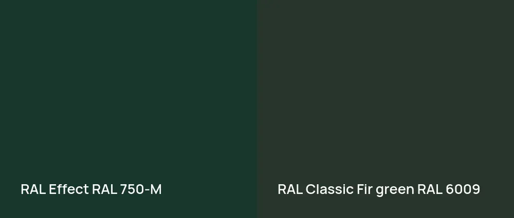 RAL Effect  RAL 750-M vs RAL Classic  Fir green RAL 6009
