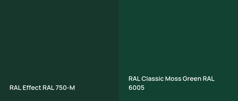 RAL Effect  RAL 750-M vs RAL Classic Moss Green RAL 6005