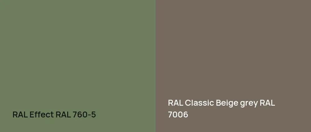 RAL Effect  RAL 760-5 vs RAL Classic  Beige grey RAL 7006
