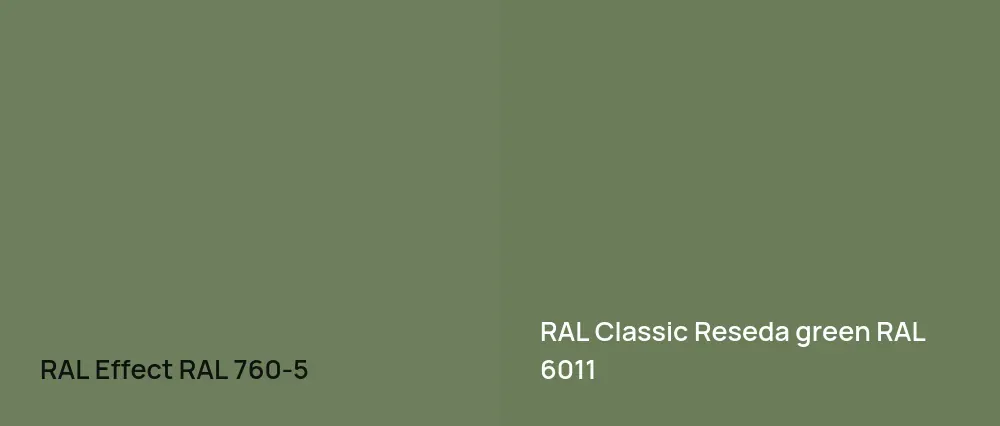 RAL Effect  RAL 760-5 vs RAL Classic  Reseda green RAL 6011
