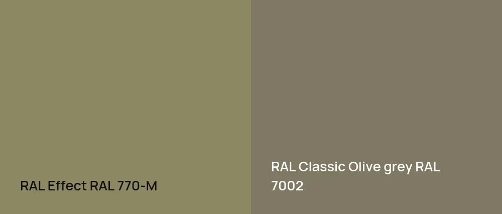 RAL Effect  RAL 770-M vs RAL Classic  Olive grey RAL 7002