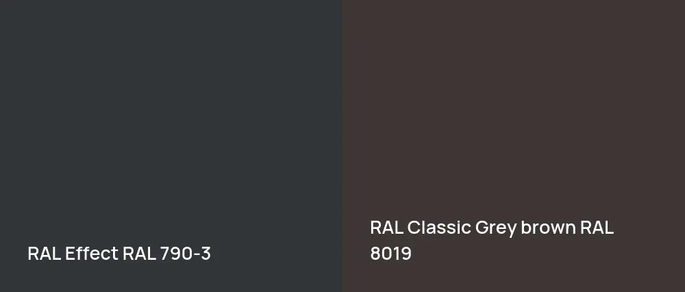 RAL Effect  RAL 790-3 vs RAL Classic  Grey brown RAL 8019