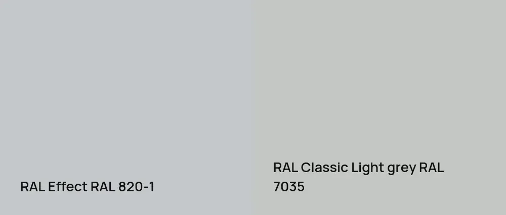 RAL Effect  RAL 820-1 vs RAL Classic  Light grey RAL 7035